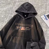 WIAOFELLAS  -  New Men's Art Owl Girl Graphic Print Hooded Sweatshirts Washed Distressed Harajuku Fashion Pullover Hoodies Y2K Streetwear Hoody