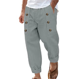 Wiaofellas  -  Men's Cotton Linen Casual Pants Loose Drawstring Beach Trousers