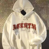 WIAOFELLAS  -  Mens Hoodie Circular Letter Star Print Hoodie Autumn Streetwear Trend American Vintage School Casual Baggy Hoodies Mens Clothing