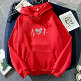 WIAOFELLAS  -  Autumn Winter Heart Print Hoodie Unisex Couple Style Polyester Fiber Full Sleeve Streetwear Trendy Top for Men And Women