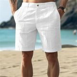 Wiaofellas  -  Men's Summer Cotton Linen Pleated Shorts Comfortable Breathable with Button Pocket Plain A- Line Shorts Trending Cross-Border