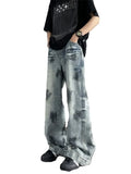 WIAOFELLAS  -  Autumn Retro Distressed Tie-dye Jeans Men‘s Handsome Loose Casual High Street Wide Leg Pants Men Trousers Male