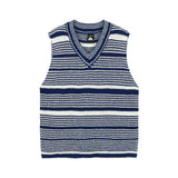 WIAOFELLAS  -  Knitted Vest Sleeveless Sweater Vest Stylish Men's Sleeveless Knitted Sweater Vests Solid Color V-neck Pullover for Spring C142