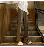 WIAOFELLAS  -  Brown Black Baggy Suit Pants Men Fashion Social Mens Dress Pants Korean Loose Straight Flared Pants Mens Office Formal Trousers