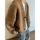 WIAOFELLAS  -  American fashion brand high-end sweater jacket Maillard retro wool cardigan knitted top men jersey for women