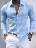 WIAOFELLAS  -  Vintage 3D Digital Printing Shirts Mens Elastic Slim Fit Long Sleeve Casual Shirt Spring Fashion Buttoned Turn-down Collar Shirt
