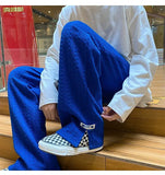 WIAOFELLAS  -  Spring pants high street tide casual sports trousers men's American design trendy brand draped wide-leg floor trousers