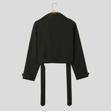 WIAOFELLAS  -  Casual Casual Wear Men Lapel Crop Coat Long Sleeve Cargo Jacket Autumn Brand New Lapel Neckline Polyester Regular Length