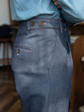 Wiaofellas  -  Men Italian Naples Style Denim Trousers SS AW Light Business Pleated High Waist Straight Premium Casual Dress Jeans