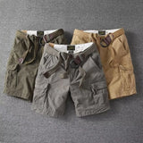 Wiaofellas  -  Men's Cargo Shorts Summer Casual Loose Multi-Pocket Leisure Straight Pants Retro Style Trend Male Knee Shorts