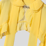 Wiaofellas  -  Men Shirt Solid Color Chiffon See Through Ruffle Irregular Shirts Men Cardigan Streetwear Sexy Fashion Party Camisa