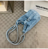 WIAOFELLAS  -  Denim messenger bag men's shoulder bag women's new design niche design fashion brand student mobile phone bag