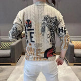Wiaofellas  -  Male Clothes Top Slim Fit Pullover Sweatshirt for Men Hoodieless Fleeced Graphic Cotton Novelty and Sweat Shirt Y2k Vintage Hot