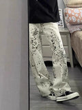 WIAOFELLAS  -  Vintage Y2k White Leopard Animal Print Flared Jeans Men Streetwear Wide Leg Baggy Denim Pants Techwear Fashion Hip Hop Casual