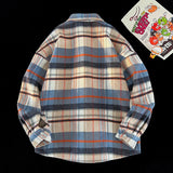 WIAOFELLAS  -  Fashion Spring Plaid Long Sleeve Shirt Jacket Turn Down Collar Shirt Retro Youth Casual Men Women Shirt Coat Men Clothing