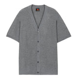 WIAOFELLAS  -  Silk Ice Short Sleeve T-shirt Men's Cardigan Loose Korean Casual T-shirts Summer Thin V Collar Single Breasted Tops 2Y8222
