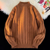 WIAOFELLAS  -  New Korean Loose Round Neck Lazy Style Half High Neck Sweater