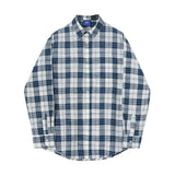 WIAOFELLAS  -  Vintage 2025 Summer Men's Plaid Loose Korean Style Shirts Fashion New Casual Single-breasted Long Sleeves Tops Male