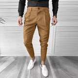 WIAOFELLAS  -  Vintage Solid Color Mens Pencil Pants Streetwear Fashion Slim Fit Stretch Suit Pants For Men Spring New Casual Trousers Classic