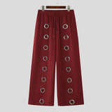 WIAOFELLAS  -  Men Pants Solid Color Drawstring Joggers Loose Hollow Out Trousers Men Streetwear Fashion Casual Long Pants S-5XL
