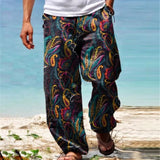 WIAOFELLAS  -  Mens Pants Men's Clothing New Solid Color Punk Design Prints Elastic Waist Outdoor Loose Casual Breathable Long Pants Highstreet