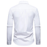 WIAOFELLAS  -  Mens White Embroidery Floral Shirt Long Sleeve Casual Button Down Dress Shirts Men Party Wedding Prom Suit Shirt Male Chemise