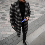 WIAOFELLAS  -  Mens Autumn Winter Jacket Trendy Fashion Plaid Causal Smart Business Coat European Classic Elegant Retro Old Fashion Coat