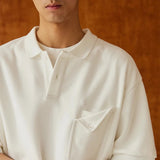 Wiaofellas  -  Vintage Polo Collar Mens T Shirts Short Sleeve Buttoned Pocket Lapel Loose Polo Shirts For Men Summer Fashion Solid Color Tops