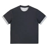 Wiaofellas  -  Men's Contrast Trim Crew Neck Short Sleeve T-Shirt Casual Loose Basic Top