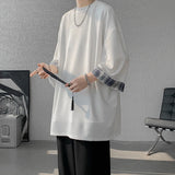 WIAOFELLAS  -  8XL-M Spring Summer Men's Ice Silk T-shirts Women Oversized Plaid T-shirt Korean Style Casual Seven sleeves T-Shirt Male