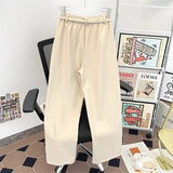 WIAOFELLAS  -  New Summer Men's Suit Pants Belt Decoration Solid Color Semi-elastic Casual Wide Leg Male Trousers New Summmer