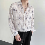 WIAOFELLAS  -  Sexy See-through Thin Lace Floral Shirts for Men Flower Embroidery Long Sleeve Men's Shirt Plus Size Club Party Mens Clothing