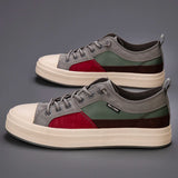 WIAOFELLAS  -  Spring Fashion Patchwork Men's Vulcanized Sneaker Low-Cut Lace-Up Canvas Shoes Man Comfortable Flat Casual Skateboard Shoes Male