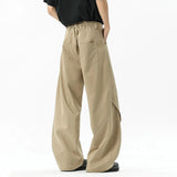 WIAOFELLAS  -  High Street Men's Casual Pants Solid Color Wide Leg Rivets Design Bottom Straight Loose Male Trousers New Summer