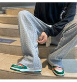 WIAOFELLAS  -  Spring pants high street tide casual sports trousers men's American design trendy brand draped wide-leg floor trousers