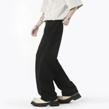 WIAOFELLAS  -  Autumn Men's Clean Fit Sweatpants Korean Bending Knife Pants Men Minimalist Straight-Leg Mid-Rise Wide-Leg Casual Long Trousers