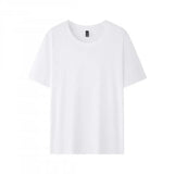 WIAOFELLAS  -  Pure Cotton Short Sleeve T-shirt Men's Round Neck Loose Solid Color Base Shirts Top Tees