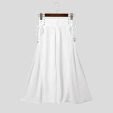 Wiaofellas  -  Men's Pants Mesh Patchwork Button Lace Up Joggers Wide Leg Pants For Man Streetwear Loose Stylish Casual Trousers