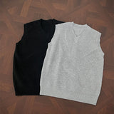WIAOFELLAS  -  Autumn Grey Sweater Vest Men Warm Fashion Casual Black Knitted Pullover Men Korean Loose Sleeveless Sweater Mens Jumper Clothes