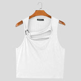 WIAOFELLAS  -  Summer Men Tank Tops Hollow Out Solid Color Sleeveless Male Vests Sexy 2025 Knitted Fashion Crop Tops Men Streetwear