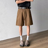 WIAOFELLAS  -  Summer Simple Men's Jeans Solid Color Menswear Sport Washing Straight Wide Leg Loose Cleanfit Male Denim Shorts