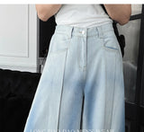 WIAOFELLAS  -  American Heritage Jeans 2025 Wide Leg Vintage Wash Unisex Oversized Denim Pants Artisanal Detailing Spring Summer Essential