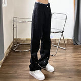 WIAOFELLAS  -  Streetwear Button Zipper Jeans Men Vintage Casual Straight Pants Spring Autumn Loose Hip Hop Solid Color Trousers