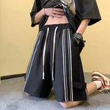 Wiaofellas  -  Fashionable Side Striped Sports Shorts Men's Loose Mid-trousers Handsome Straight Five-point Pants