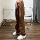 WIAOFELLAS  -  Streetwear Button Zipper Jeans Men Vintage Casual Straight Pants Spring Autumn Loose Hip Hop Solid Color Trousers