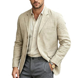 Wiaofellas  -  Fashionable Solid Color Blazer Jacket Men Spring Fall Solid Color Loose Lapel Coat Casual Buttoned Turn-down Men Outwear