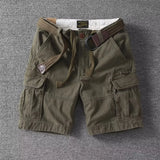Wiaofellas  -  Men's Cargo Shorts Summer Casual Loose Multi-Pocket Leisure Straight Pants Retro Style Trend Male Knee Shorts