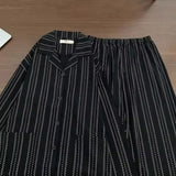 WIAOFELLAS  -  Comfy Milk Silk Loungewear Stylish Men's Fall Winter Pajama Set Striped Plaid Print Color Matching Lapel Single-breasted Long