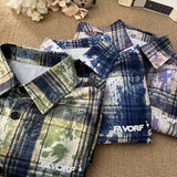 WIAOFELLAS  -  Plaid Ice Feel Tie Dye Short Sleeve Shirt Men Women Casual Loose Plus Size Shirt Thin Fabtic Pink Blue Green Clothes