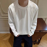 Wiaofellas  -  Men's Solid Color Stitching Long-Sleeved Sweatshirt American Retro Fashion Trend Street Casual Loose Breathable Niche Men's Tops